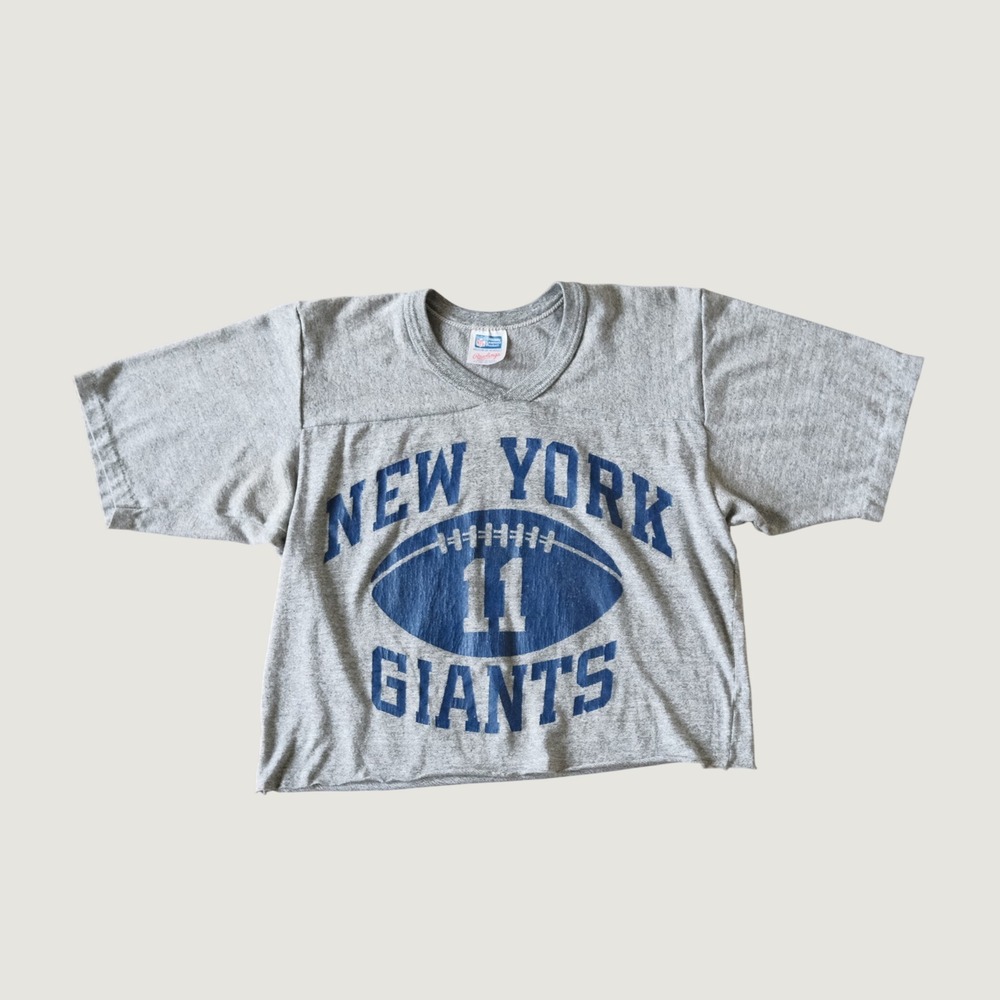 Rawlings New York Giants T-Shirt DIY Cropped Gray NFL Football Graphic M 90s